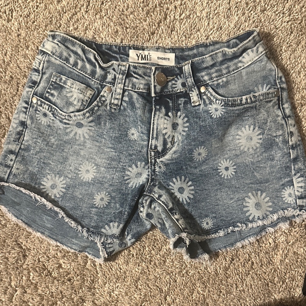YMI Kids Blue Floral Denim Shorts